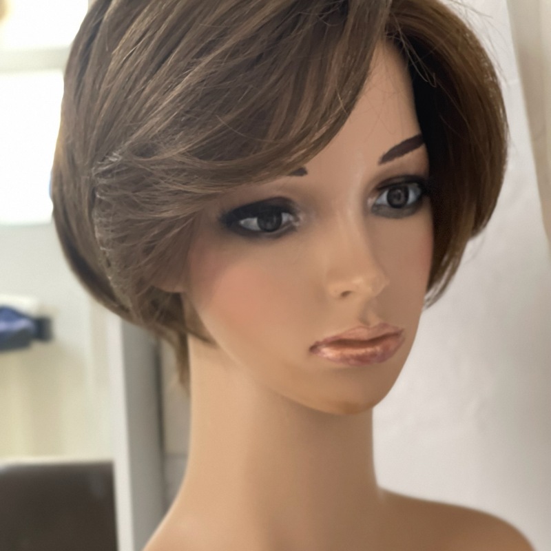 Custom Human Hair Hand Tied Form Fitted to Client.  Color Highlights to Spec.  Medical wig cranial prosthesis